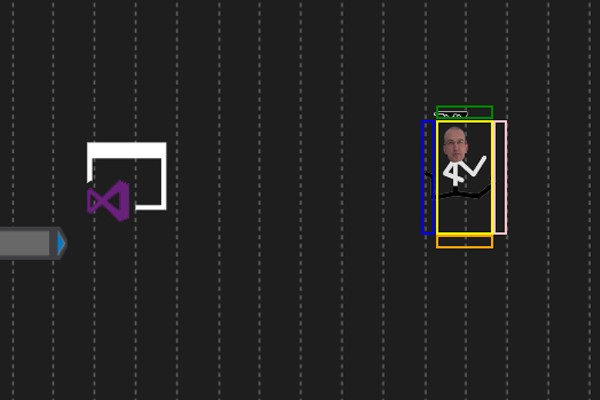 Visual debug tool for collisions:<br> Yellow: Hitbox | Others: Bump-detection